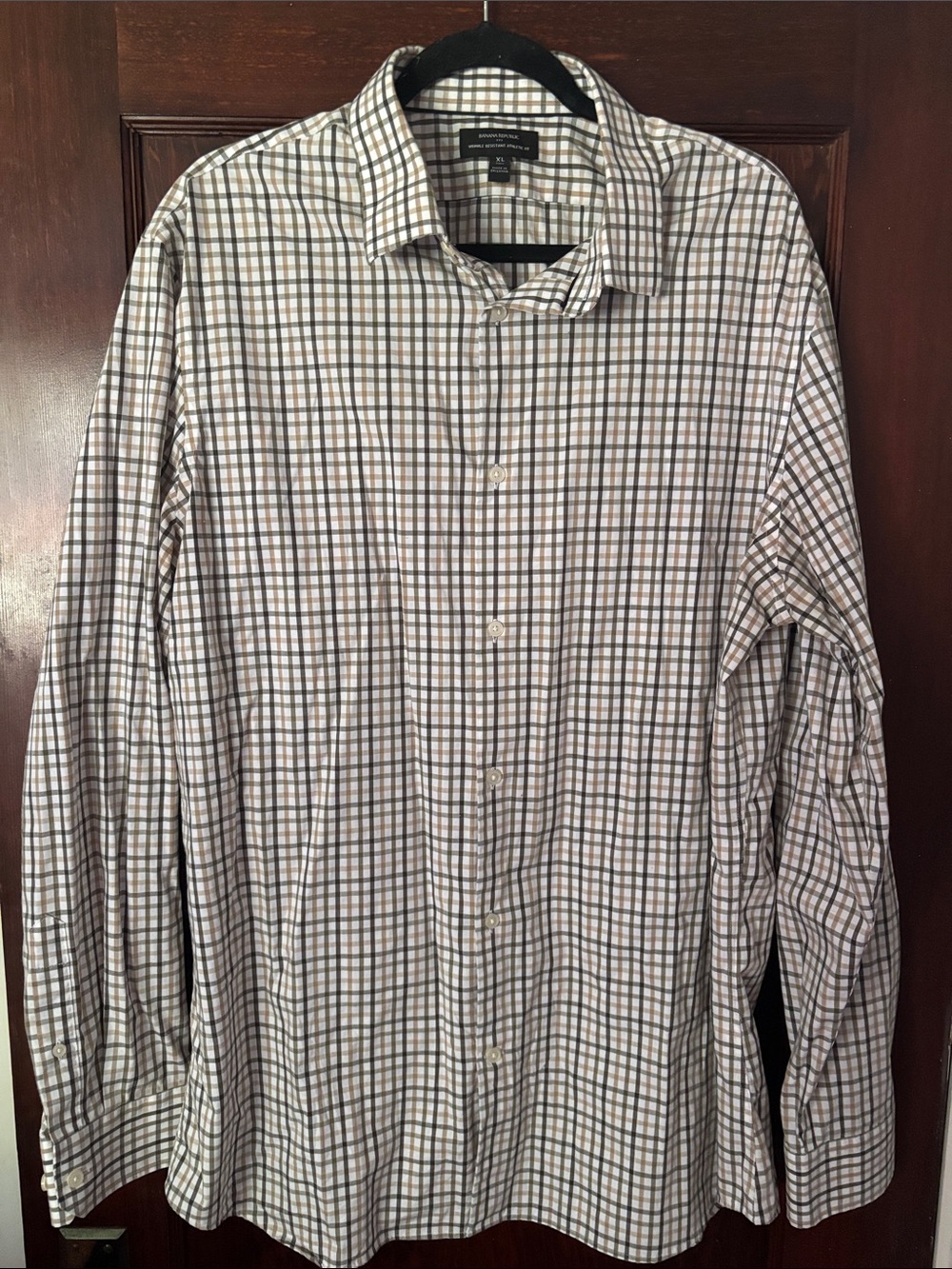 Banana Republic Winkle Resistant Men's Windowpane Dress Shirt